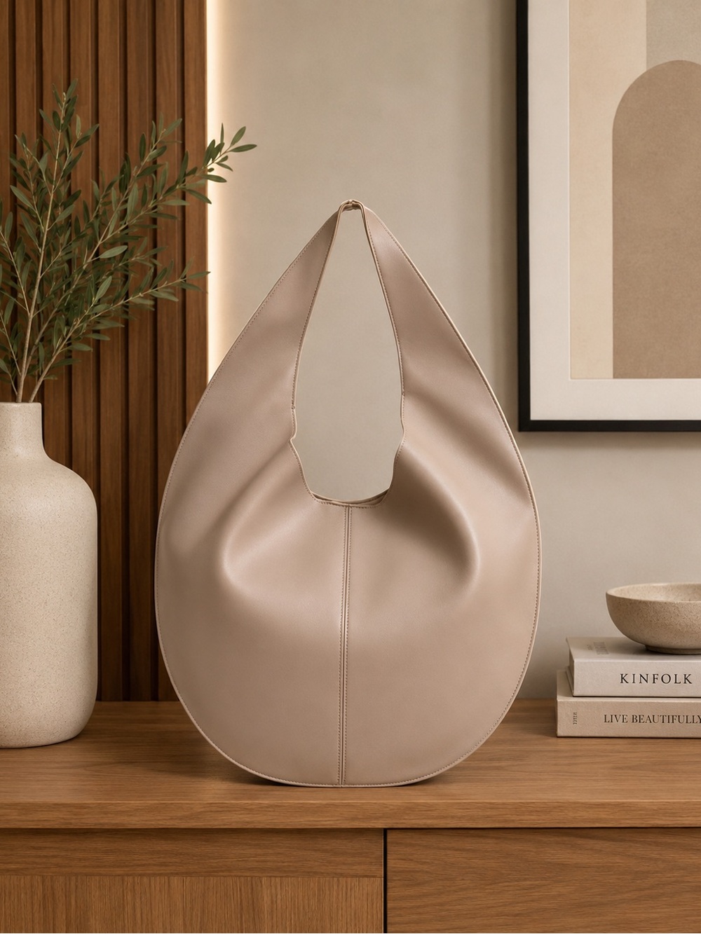 BCBG Taupe Long Crescent
Hobo Bag